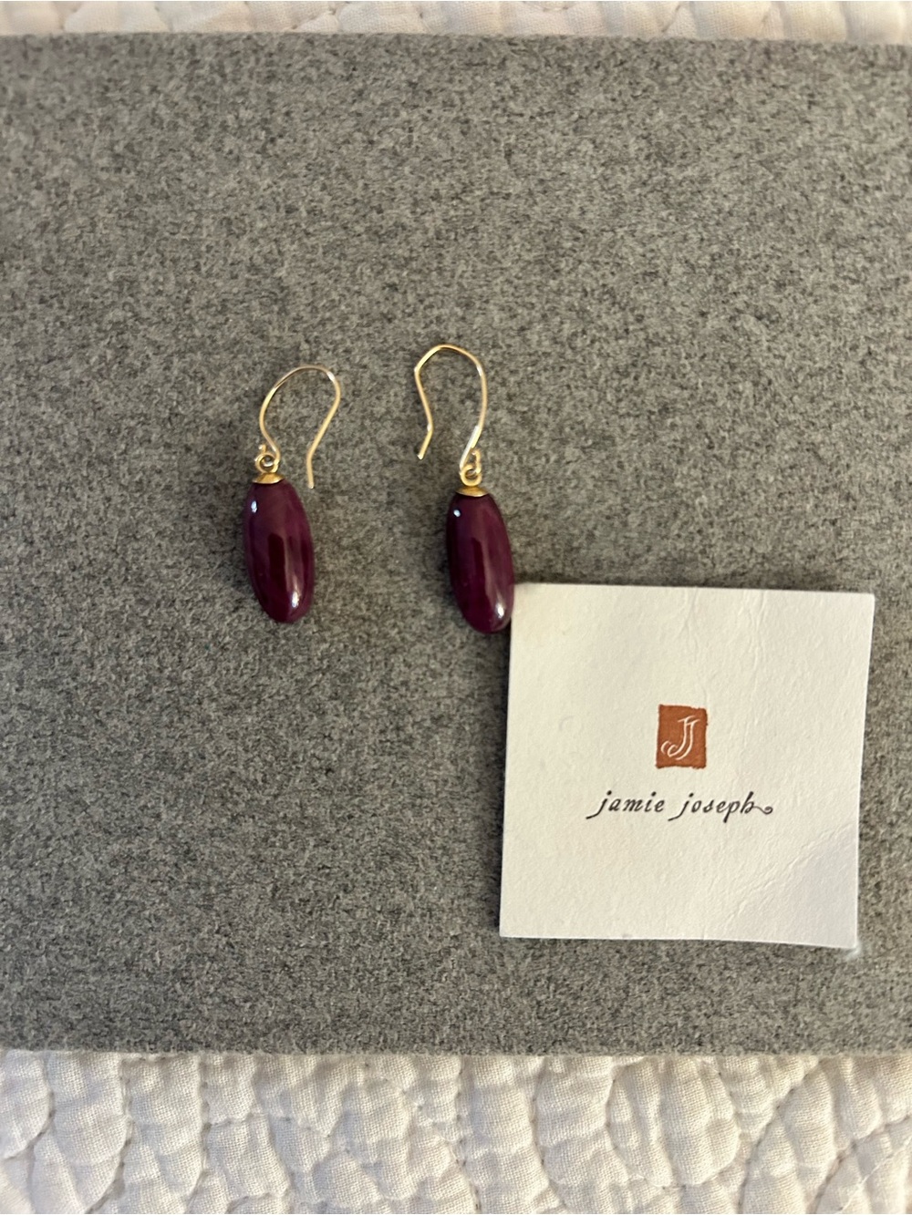 Jamie Joseph 14k Ruby French Hook earrings PERFECT Condition
